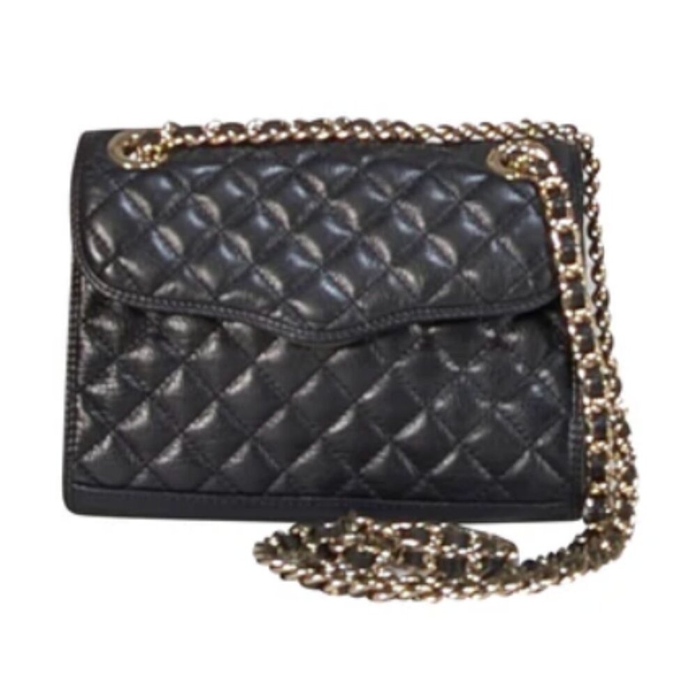 Rebecca Minkoff Black Quilted Leather Adjustable Chain Strap Crossbody bag.